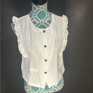 Elegant Ruffled Sleeveless Top Women's Size L